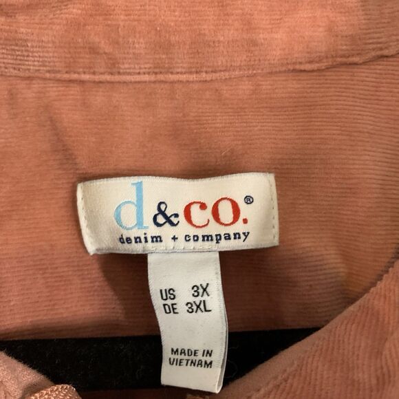 Denim & Co Womens 3XL Jacket Barn Style Corduroy Full Zip Collar Salmon Pink - Picture 6 of 7